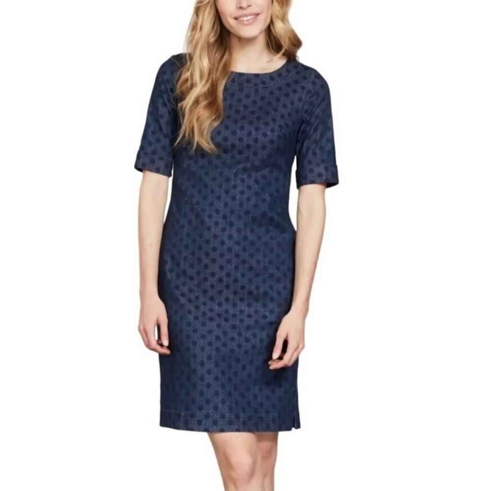Boden Blue Freya Polka Dot Denim Dress Size 8R‎